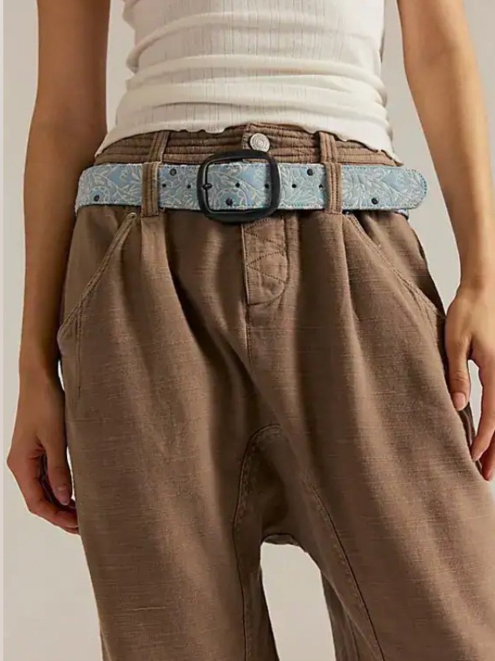 Free People Mountain Meadow Embroidered Belt-Freshwater Blue-Size M/L NWT - Picture 2 of 4